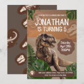 Dinosaur T rex Birthday Theme Party Kaart (Voorkant / Achterkant)