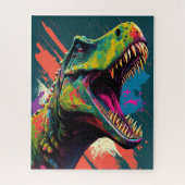 Dinosaur T Rex Blue Green Jurassic Legpuzzel (Verticaal)