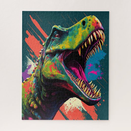 Dinosaur T Rex Blue Green Jurassic Legpuzzel (Verticaal)