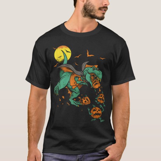 Dinosaur T Rex Boo Halloween Boys Pumpkin Matching T-shirt (Voorkant)