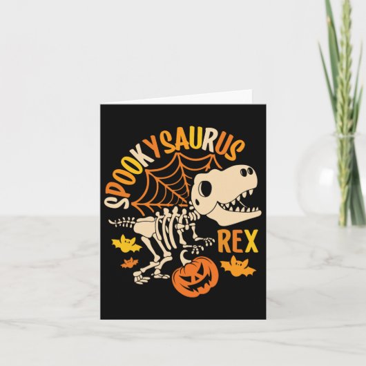 Dinosaur T Rex Boo Halloween Kostuum Grappige Pomp Kaart (Voorkant)