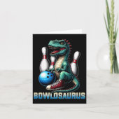 Dinosaur T-rex Bowling Grafisch Grappig Dino Bowle Kaart (Voorkant)
