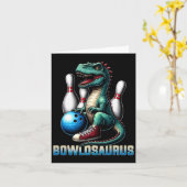 Dinosaur T-rex Bowling Grafisch Grappig Dino Bowle Kaart (Gele Bloem)