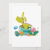 Dinosaur T-Rex Bunny Easter Funny Gifts Feestdagenkaart (Voorkant / Achterkant)