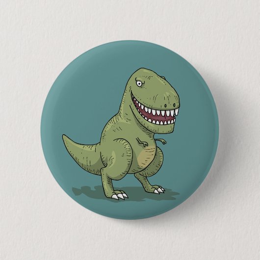Dinosaur T Rex Cartoon Ronde Button 5,7 Cm (Voorkant)
