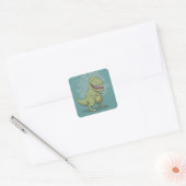 Dinosaur T Rex Cartoon Vierkante Sticker (Envelop)