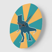 Dinosaur t-rex cartoon yellow blue dino boys room grote klok (Hoek)