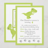 Dinosaur T-rex children Birthday-uitnodiging Kaart (Voorkant / Achterkant)