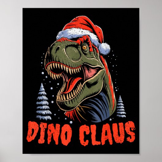 Dinosaur T-rex Christmas Tree Dino Claus Pajamas X Poster (Voorkant)