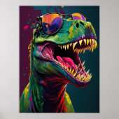 Dinosaur T Rex Cool Blue Green Jurassic Poster (Voorkant)