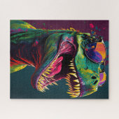 Dinosaur T Rex Cool Blue Green Jurassic Poster Legpuzzel (Horizontaal)
