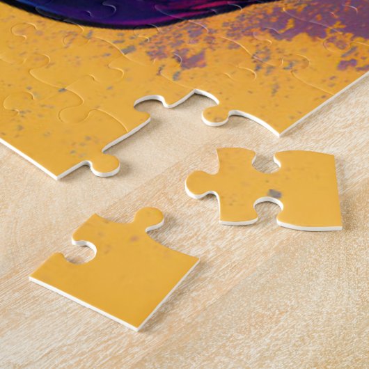 Dinosaur T Rex Cool Oranje Blue Legpuzzel (Zijkant)