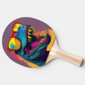Dinosaur T Rex Cool Oranje Blue Tafeltennisbatje (Zijkant)