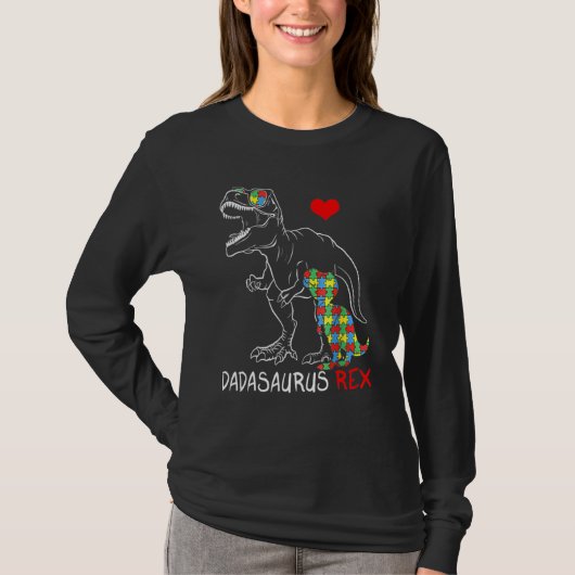 Dinosaur T Rex Dadsaurus Autism Awareness Dad Gran T-shirt (Voorkant)