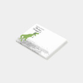 Dinosaur t-rex danskoptelefoons na het briefje post-it® notes (Schuin)