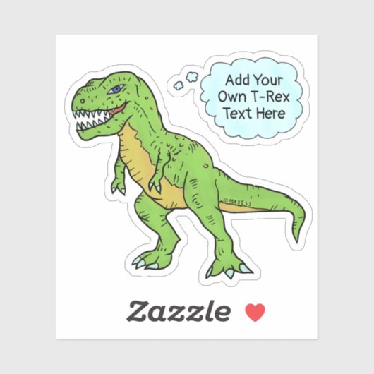 Dinosaur T Rex Doodle Aangepaste Spraak Bubble Quo Sticker (Vel)