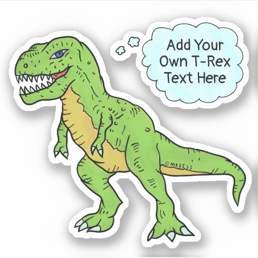 Dinosaur T Rex Doodle Aangepaste Spraak Bubble Quo Sticker (Voorkant)