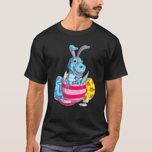 Dinosaur T Rex Easter Bunny Ears Funny Boys G T-shirt (Voorkant)