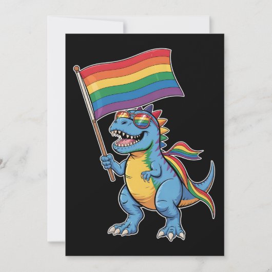 Dinosaur T Rex Gay Pride LGBTQ Ally Rainbow Flag Kaart (Voorkant)