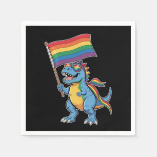 Dinosaur T Rex Gay Pride LGBTQ Ally Rainbow Flag Servet