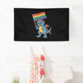 Dinosaur T Rex Gay Pride LGBTQ Ally Rainbow Flag Spandoek (Insitu)