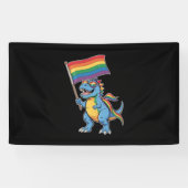 Dinosaur T Rex Gay Pride LGBTQ Ally Rainbow Flag Spandoek (Horizontaal)