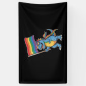 Dinosaur T Rex Gay Pride LGBTQ Ally Rainbow Flag Spandoek (Verticaal)