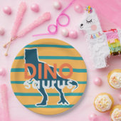 Dinosaur T-rex geel cartoon verjaardagsjongen Papieren Bordje (Feest)