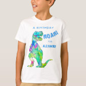 Dinosaur T-Rex Gepersonaliseerde Jongens Verjaarda T-shirt (Voorkant)