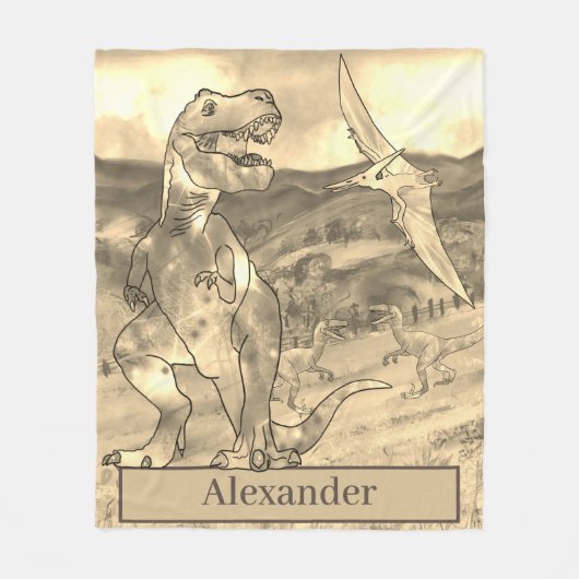 Dinosaur T Rex - Gepersonaliseerde kinderen Fleece Deken (Voorkant)