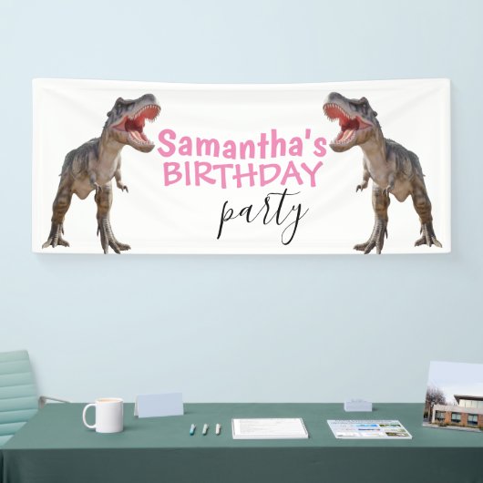 Dinosaur T rex Girl Pink Banner (Beurs)