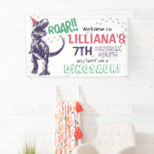 Dinosaur T-Rex Girls Birthday Party Welcome Spandoek (Insitu)