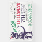 Dinosaur T-Rex Girls Birthday Party Welcome Spandoek (Verticaal)