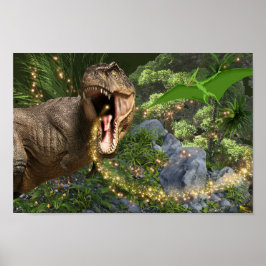 Dinosaur T-rex goochelfee licht Dino-themafparty Poster