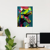 Dinosaur T Rex Green Jurassic Poster (Thuiskantoor)