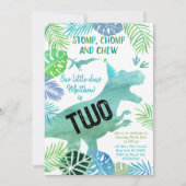 Dinosaur T-Rex Greenery Second Birthday Kaart (Voorkant)