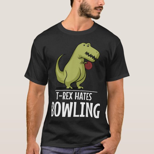 Dinosaur T-Rex Haat Bowling T-shirt (Voorkant)