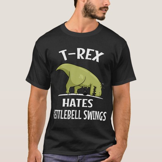 Dinosaur T-Rex Haat Kettlebell Swings T-shirt (Voorkant)
