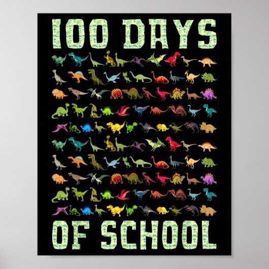 Dinosaur T Rex Happy 100th Day of School Gifts 100 Poster (Voorkant)