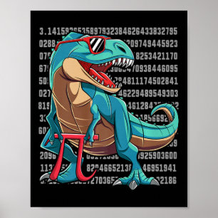 Dinosaur T Rex Happy Pi Day Funny Wiskunde Nerd Gi Poster