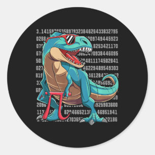 Dinosaur T Rex Happy Pi Day Funny Wiskunde Nerd Gi Ronde Sticker