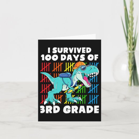 Dinosaur T Rex I overleefde 100 dagen van school 3 Kaart (Voorkant)