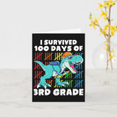 Dinosaur T Rex I overleefde 100 dagen van school 3 Kaart (Gele Bloem)