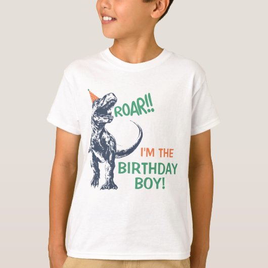 Dinosaur T-Rex in Party Pet Birthday Boy Shirt (Voorkant)