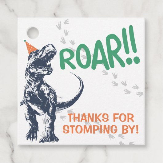 Dinosaur T-Rex in Party Pet Birthday Party Bedankjes Labels (Voorkant)