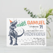 Dinosaur T-Rex in Party Pet Birthday Party Kaart (Staand voorkant)