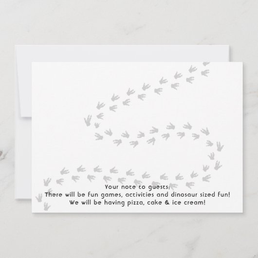 Dinosaur T-Rex in Party Pet Birthday Party Kaart (Achterkant)