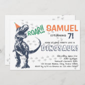 Dinosaur T-Rex in Party Pet Birthday Party Kaart (Voorkant / Achterkant)