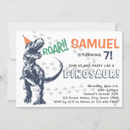 Dinosaur T-Rex in Party Pet Birthday Party Kaart