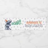 Dinosaur T-Rex in Party Pet Birthday Party Waterfles Etiket (Enkel label)